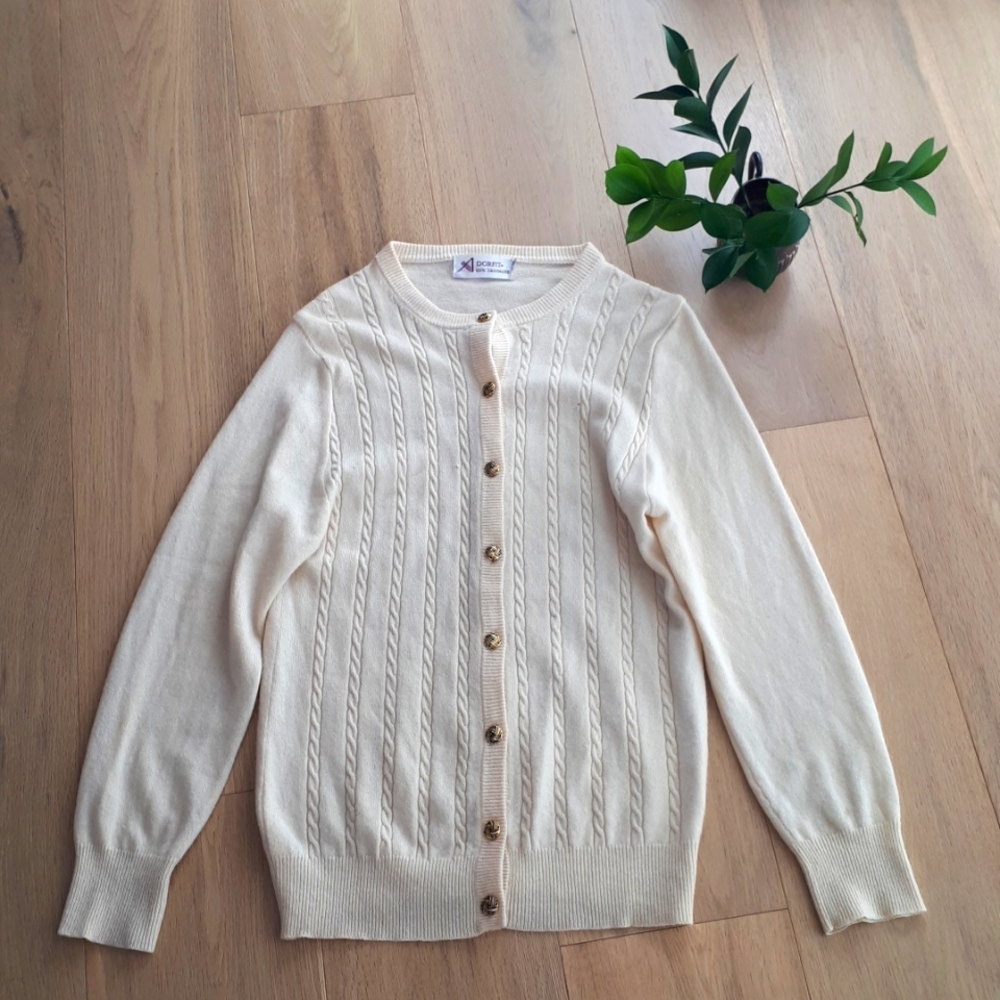 Vintage 100% Cashmere Cardigan, Size Medium